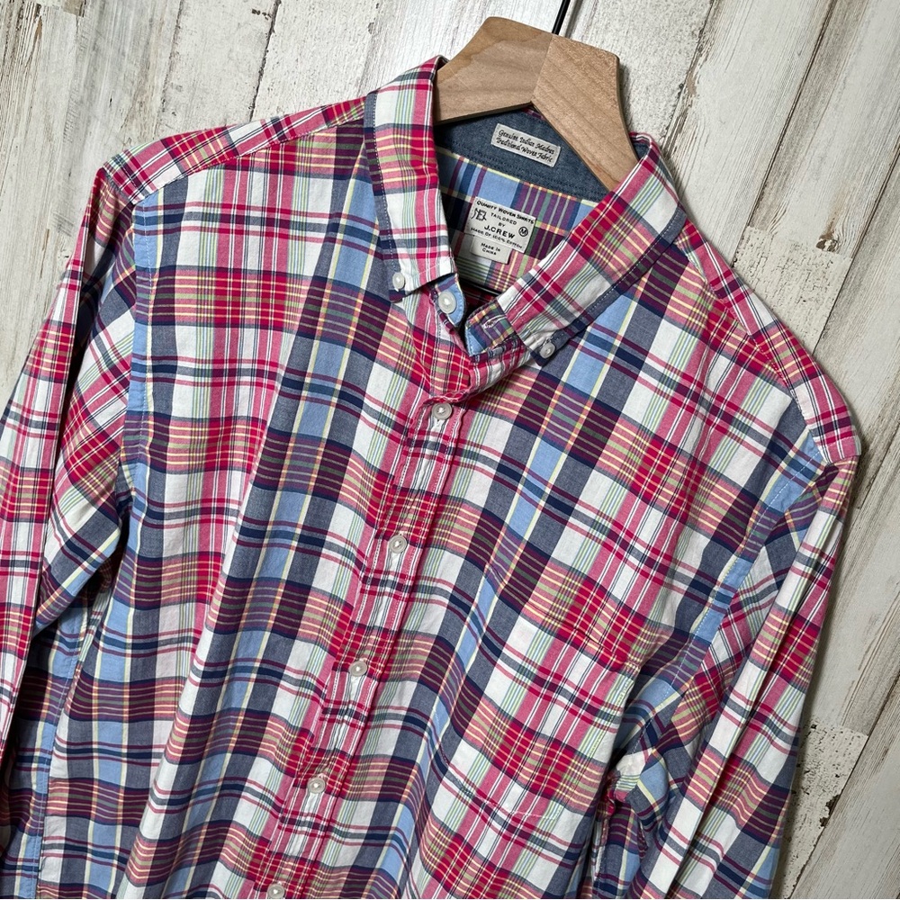 J.‎ Crew Indian Madras Plaid Long Sleeve Button Down Shirt Mens Medium